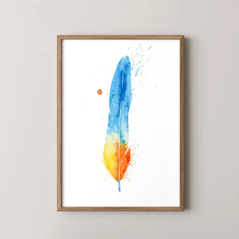 Image of a feather watercolor painting by Shayna Larsen, originals & prints available