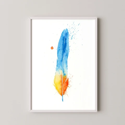 Image of a feather watercolor painting by Shayna Larsen, originals & prints available