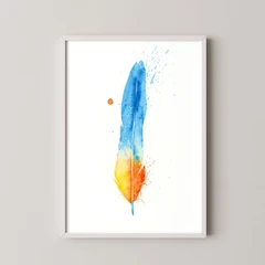 Image of a feather watercolor painting by Shayna Larsen, originals & prints available