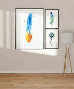 Image of a feather watercolor painting by Shayna Larsen, originals & prints available