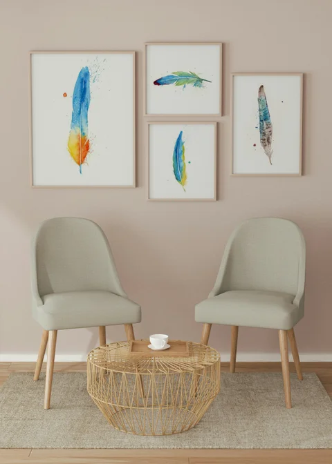 Image of a feather watercolor painting by Shayna Larsen, originals & prints available