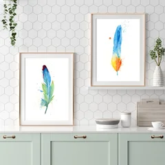 Image of a feather watercolor painting by Shayna Larsen, originals & prints available