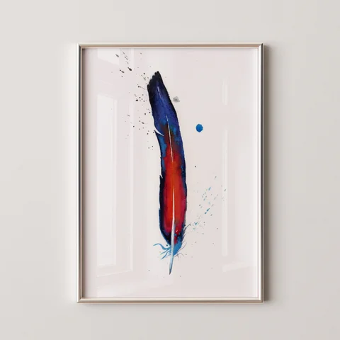 Image of a feather watercolor painting by Shayna Larsen, originals & prints available
