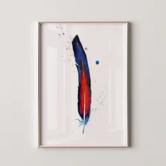 Image of a feather watercolor painting by Shayna Larsen, originals & prints available