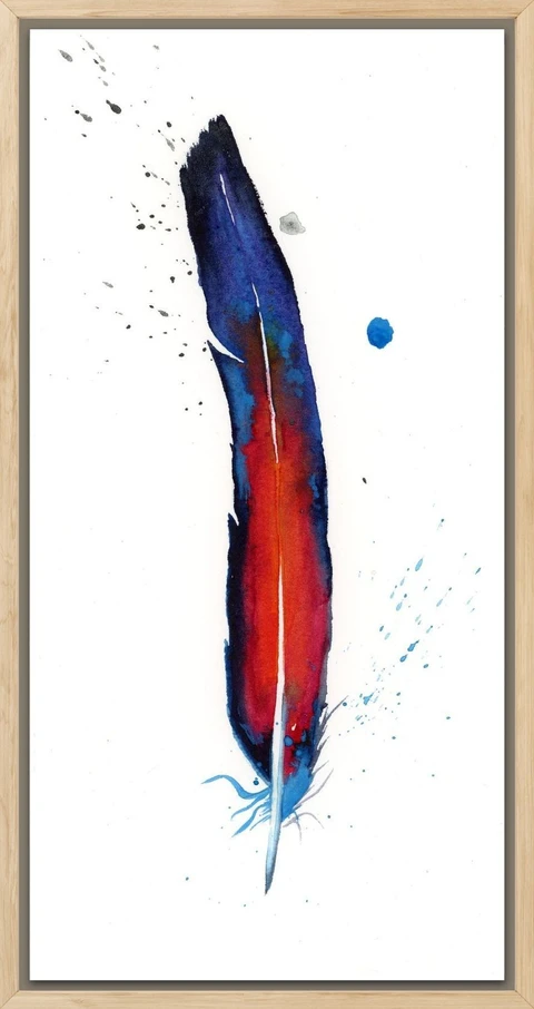 Image of a feather watercolor painting by Shayna Larsen, originals & prints available