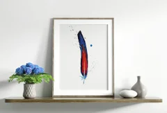 Image of a feather watercolor painting by Shayna Larsen, originals & prints available