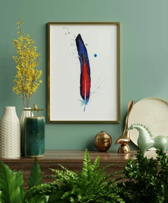 Image of a feather watercolor painting by Shayna Larsen, originals & prints available