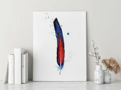 Image of a feather watercolor painting by Shayna Larsen, originals & prints available