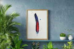 Image of a feather watercolor painting by Shayna Larsen, originals & prints available