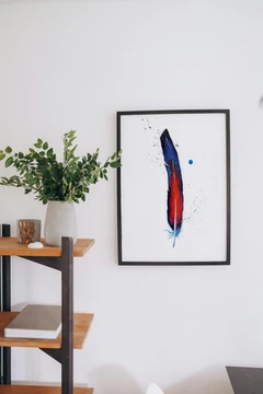 Image of a feather watercolor painting by Shayna Larsen, originals & prints available