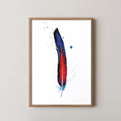 Image of a feather watercolor painting by Shayna Larsen, originals & prints available