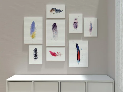 Image of a feather watercolor painting by Shayna Larsen, originals & prints available