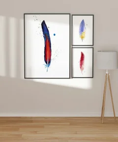 Image of a feather watercolor painting by Shayna Larsen, originals & prints available