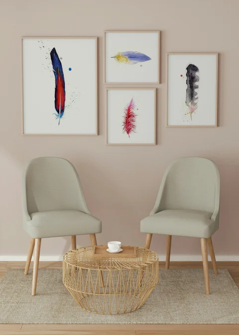 Image of a feather watercolor painting by Shayna Larsen, originals & prints available