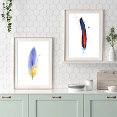 Image of a feather watercolor painting by Shayna Larsen, originals & prints available