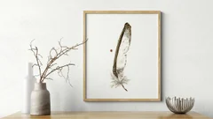 Image of a feather watercolor painting by Shayna Larsen, originals & prints available