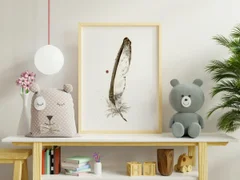 Image of a feather watercolor painting by Shayna Larsen, originals & prints available