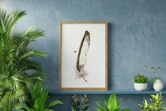 Image of a feather watercolor painting by Shayna Larsen, originals & prints available