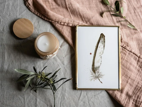 Image of a feather watercolor painting by Shayna Larsen, originals & prints available