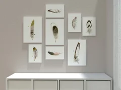 Image of a feather watercolor painting by Shayna Larsen, originals & prints available