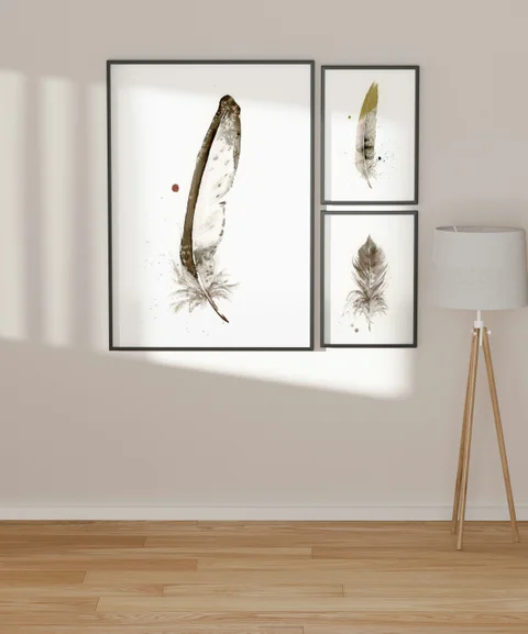 Image of a feather watercolor painting by Shayna Larsen, originals & prints available