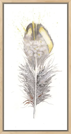 Image of a feather watercolor painting by Shayna Larsen, originals & prints available