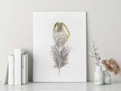 Image of a feather watercolor painting by Shayna Larsen, originals & prints available