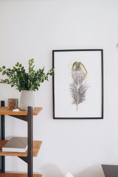 Image of a feather watercolor painting by Shayna Larsen, originals & prints available
