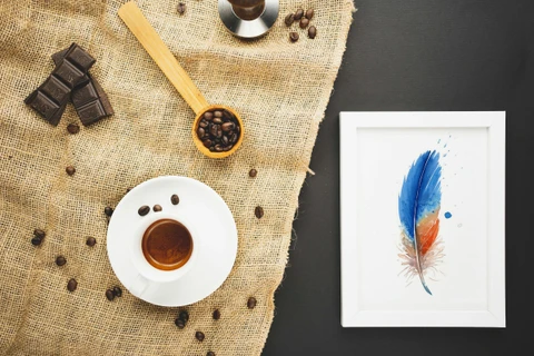 Image of a feather watercolor painting by Shayna Larsen, originals & prints available