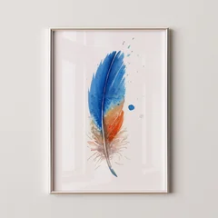 Image of a feather watercolor painting by Shayna Larsen, originals & prints available