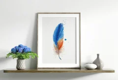 Image of a feather watercolor painting by Shayna Larsen, originals & prints available