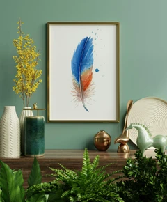 Image of a feather watercolor painting by Shayna Larsen, originals & prints available