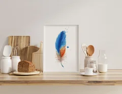Image of a feather watercolor painting by Shayna Larsen, originals & prints available
