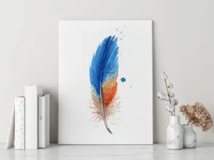 Image of a feather watercolor painting by Shayna Larsen, originals & prints available