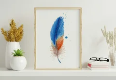 Image of a feather watercolor painting by Shayna Larsen, originals & prints available