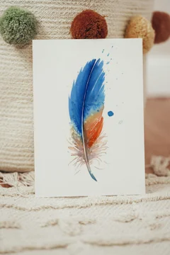 Image of a feather watercolor painting by Shayna Larsen, originals & prints available