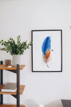 Image of a feather watercolor painting by Shayna Larsen, originals & prints available
