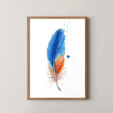 Image of a feather watercolor painting by Shayna Larsen, originals & prints available