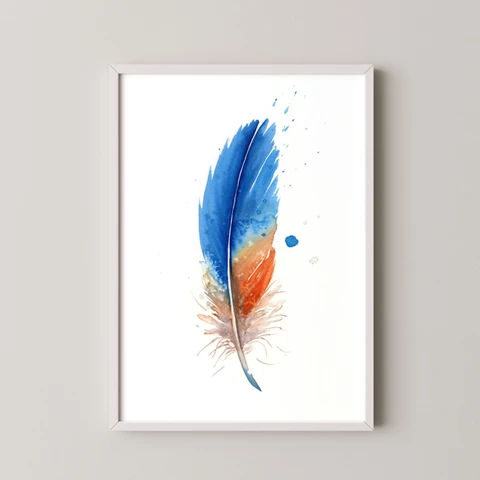 Image of a feather watercolor painting by Shayna Larsen, originals & prints available