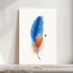 Image of a feather watercolor painting by Shayna Larsen, originals & prints available