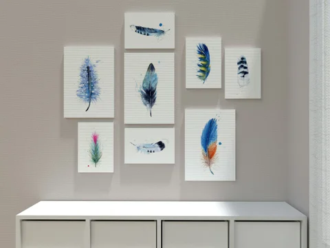 Image of a feather watercolor painting by Shayna Larsen, originals & prints available