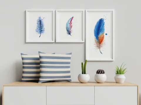 Image of a feather watercolor painting by Shayna Larsen, originals & prints available