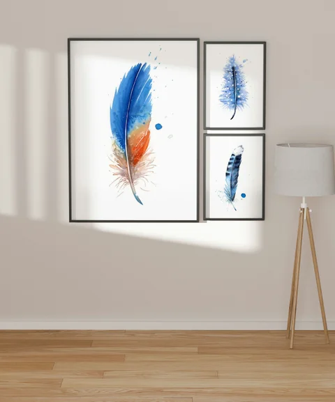 Image of a feather watercolor painting by Shayna Larsen, originals & prints available