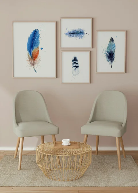 Image of a feather watercolor painting by Shayna Larsen, originals & prints available