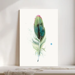 Image of a feather watercolor painting by Shayna Larsen, originals & prints available