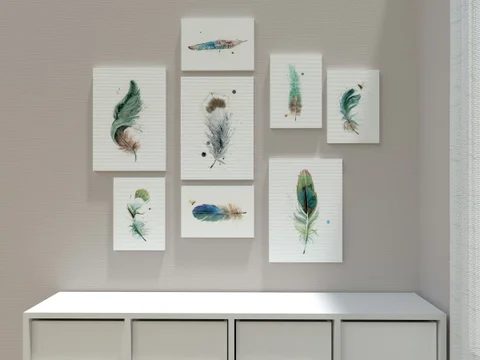 Image of a feather watercolor painting by Shayna Larsen, originals & prints available