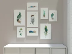 Image of a feather watercolor painting by Shayna Larsen, originals & prints available