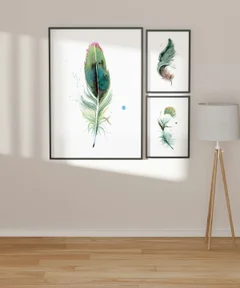 Image of a feather watercolor painting by Shayna Larsen, originals & prints available