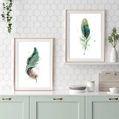 Image of a feather watercolor painting by Shayna Larsen, originals & prints available