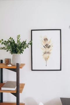 Image of a feather watercolor painting by Shayna Larsen, originals & prints available